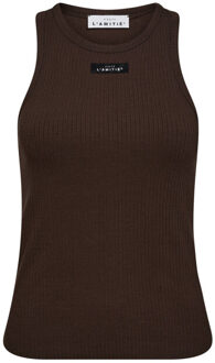 Top zonder mouw hl10011 rib Bruin - S