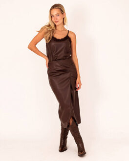 Top zonder mouw m0408 hemd pu kant - maat One size Bruin