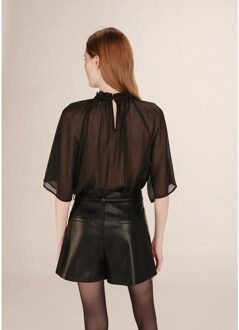 Topaze top korte mouw glitter Zwart