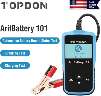TOPDON AB101 Automatic Smart 12V Car Battery Tester Auto Battery Analyzer 100 to 2000CCA Cranking Charging Car Battery Tester