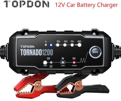 Topdon T1200 Auto Batterij Oplader 6V 12V Automatische Lood-zuur Lithium Batterijen Charger IP65 Auto Motorfiets Acculader