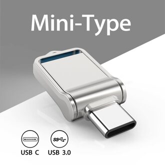 TOPESEL32GB 64Gb 128Gb Type C Ultra Dual Mini Usb 3.0 Flash Drive Memory Stick U Disk Thumb Drive 64GB / Zilver