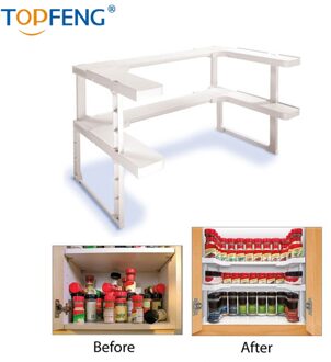 TopFeng Pittige Plank, Kruidenrek, Stapelbaar organizer, Keuken Kruidenrek, Badkamer organizer, Cosmetica organizer