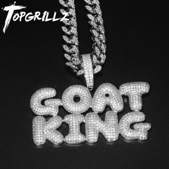 TOPGRILLZ With Cuban Chain Custom Name Letters Chain Iced Out Pendants Necklaces Men's AAA Zircon Hip Hop Jewelry For Gift