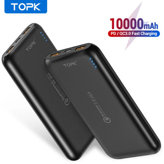 TOPK 10000mAh Power Bank 18W Quick Charge 3.0 Type C PD Fast Charging Powerbank External Battery Charger for Mobile Phones