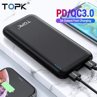 TOPK 10000mAh Power Bank 18W USB Type C External Batteries QC3.0 PD Two-way Fast Charging Powerbank for Samsung Xiaomi