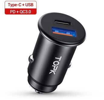 Topk 36W Quick Charge 3.0 Pd Usb C Auto Charger Fast Charger Opladen Type C Voor Iphone 11 12 pro Max Xiaomi Huawei Telefoon Oplader