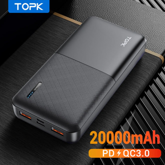 TOPK Power Bank 20000mAh Portable Charger USB Type C PD 3.0 Quick Charge 3.0 Fast Charging Powerbank External Battery for Xiaomi