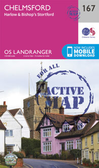 Topografische kaart 167 Landranger Active Chelmsford / Harlow / Bishop's Stortford | Ordnance Survey