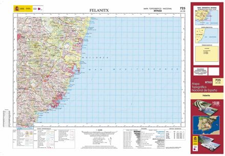 Topografische kaart 725 MT50 Felanitx (Mallorca) | CNIG - Instituto Geográfico Nacional1