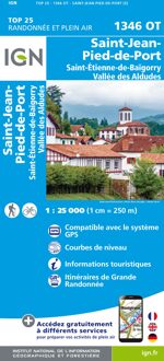 Topografische kaart - Wandelkaart 1346OT St.-Jean-Pied-de-Port | IGN - Institut Géographique National