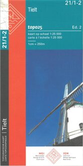 Topografische kaart - Wandelkaart 21/1-2 Topo25 Tielt | NGI - Nationaal Geografisch Instituut