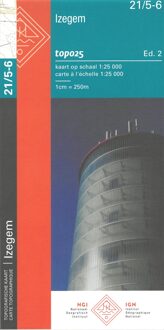 Topografische kaart - Wandelkaart 21/5-6 Topo25 Izegem | NGI - Nationaal Geografisch Instituut