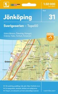 Topografische kaart - Wandelkaart 31 Sverigeserien Jönköping | Norstedts