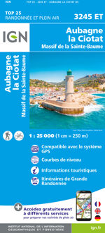 Topografische kaart - Wandelkaart 3245ET Aubagne - La Ciotat | IGN - Institut Géographique National