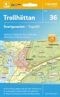 Topografische kaart - Wandelkaart 36 Sverigeserien Trollhättan | Norstedts