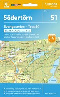 Topografische kaart - Wandelkaart 51 Sverigeserien Södertörn | Norstedts