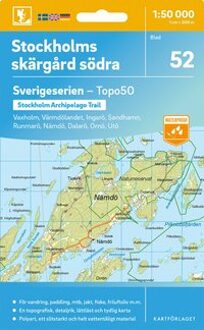 Topografische kaart - Wandelkaart 52 Sverigeserien Stockholms skärgård södra | Norstedts
