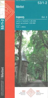 Topografische kaart - Wandelkaart 53/1-2 Topo25 Mettet | NGI - Nationaal Geografisch Instituut
