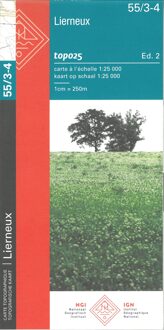 Topografische kaart - Wandelkaart 55/3-4 Topo25 Lierneux | NGI - Nationaal Geografisch Instituut
