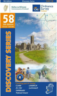 Topografische kaart - Wandelkaart 58 Discovery Clare, Limerick, Tipperary | Ordnance Survey Ireland