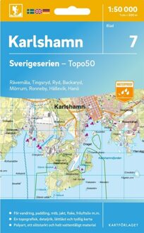 Topografische kaart - Wandelkaart 7 Sverigeserien Karlshamn | Norstedts