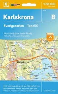Topografische kaart - Wandelkaart 8 Sverigeserien Karlskrona | Norstedts