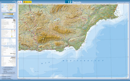 Topografische kaart - Wegenkaart - landkaart 12 Sureste - Zuidoost | CNIG - Instituto Geográfico Nacional1