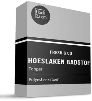 Topper Hoeslaken - Badstof - Lichtgrijs - 80x200cm - Grijs - Fresh And Co - Dekbed-Discounter.nl