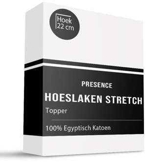 Topper Hoeslaken - Egyptisch Katoen Jersey Stretch - 180x200cm - Wit - Presence - Dekbed-Discounter.nl