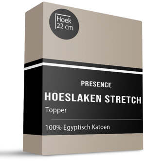 Topper Hoeslaken - Egyptisch Katoen Jersey Stretch - 80x200cm - Taupe - Presence - Dekbed-Discounter.nl - 80/90 x 200/20 cm