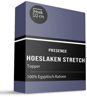 Topper Hoeslaken - Egyptisch Katoen Jersey Stretch - Navy - 140160x200cm - Blauw - Presence - Dekbed-Discounter.nl