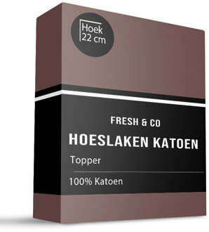 Topper Hoeslaken - Katoen - 90x210cm - Terra - Fresh And Co - Dekbed-Discounter.nl - 90 x 210/220 cm