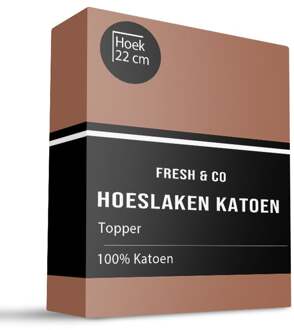 Topper Hoeslaken - Katoen - Cognac - 90x200cm - Bruin - Fresh And Co - Dekbed-Discounter.nl - 90 x 200 cm