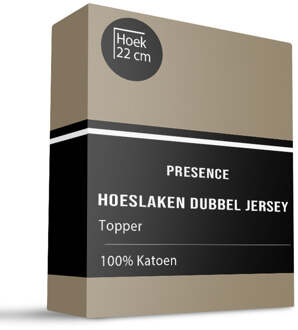 Topper Hoeslaken - Katoen Dubbel Jersey - 100x200cm - Truffel - Presence - Dekbed-Discounter.nl - 100/120 x 200/210 cm