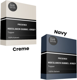 Topper Hoeslaken - Katoen Dubbel Jersey - 140x200cm - Navy - Presence - Dekbed-Discounter.nl - 140 x 200/210 cm