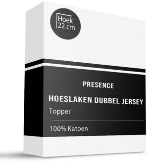 Topper Hoeslaken - Katoen Dubbel Jersey - 80x200cm - Wit - Presence - Dekbed-Discounter.nl