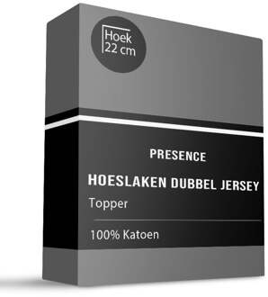 Topper Hoeslaken - Katoen Dubbel Jersey - Antraciet - 160x200cm - Antraciet - Presence - Dekbed-Discounter.nl - 160 x 200/210 cm