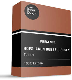 Topper Hoeslaken - Katoen Dubbel Jersey - Cognac - 80x200cm - Bruin - Presence - Dekbed-Discounter.nl