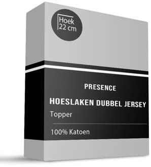 Topper Hoeslaken - Katoen Dubbel Jersey - Lichtgrijs - 160x200cm - Grijs - Presence - Dekbed-Discounter.nl