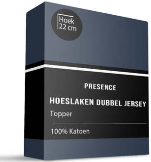 Topper Hoeslaken - Katoen Dubbel Jersey - Navy - 180x200cm - Blauw - Presence - Dekbed-Discounter.nl - 180 x 200/210 cm