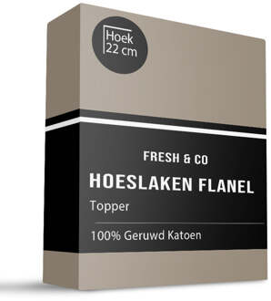 Topper Hoeslaken Katoen Flanel - 90x210cm - Truffel - Fresh And Co - Dekbed-Discounter.nl