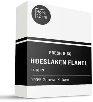 Topper Hoeslaken - Katoen Flanel - Wit - 90x200cm - Wit - Fresh And Co - Dekbed-Discounter.nl
