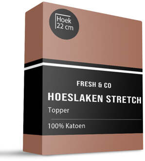Topper Hoeslaken - Katoen Jersey Stretch - 140x200cm - Cognac - Fresh And Co - Dekbed-Discounter.nl