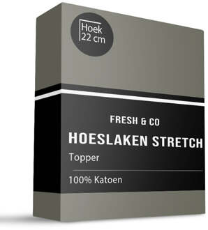 Topper Hoeslaken - Katoen Jersey Stretch - Truffel - 180x200cm - Groen - Fresh And Co - Dekbed-Discounter.nl - 180 x 200 cm