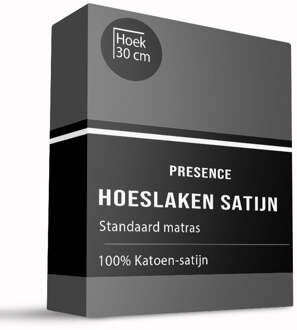 Topper Hoeslaken - Katoen Satijn - 90x200cm - Antraciet - Presence - Dekbed-Discounter.nl - 90 x 200 cm