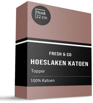 Topper Hoeslaken - Katoen - Taupe - 140x200cm - Taupe - Fresh And Co - Dekbed-Discounter.nl