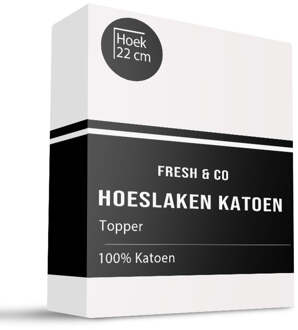 Topper Hoeslaken - Katoen - Wit - 90x210cm - Wit - Fresh And Co - Dekbed-Discounter.nl - 90 x 210/220 cm