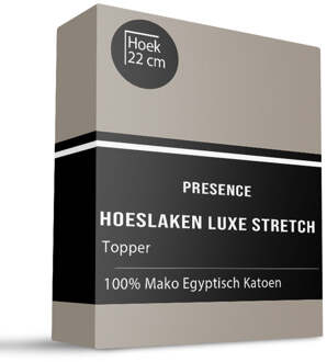 Topper Hoeslaken - Mako Jersey Katoen - 180x200cm - Taupe - Presence - Dekbed-Discounter.nl