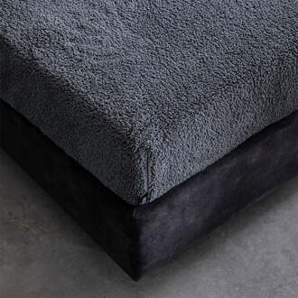 Topper Hoeslaken - Teddy - 180x200cm - Antraciet - Fresh And Co - Dekbed-Discounter.nl - 180 x 200/210 cm
